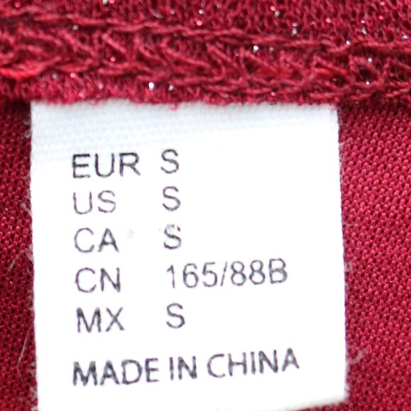 Burgundy Glitter Sparkle Stretch Flutter Sleeve Full A-Line Dress Sz SMALL - Picture 5 of 6